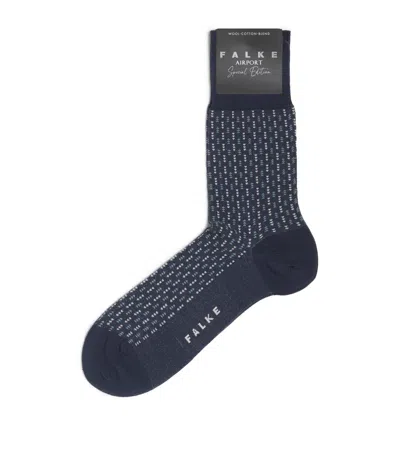 Falke Virgin Wool-blend Airport Socks In Blue