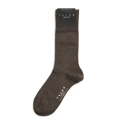 Falke Virgin Wool-blend Airport Socks In Brown