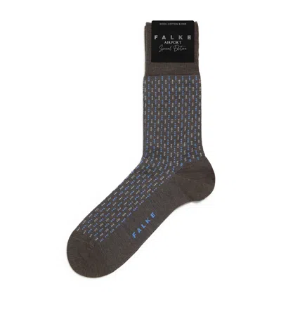 Falke Virgin Wool-blend Airport Socks In Brown