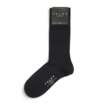 Falke Virgin Wool-blend Airport Socks In Navy