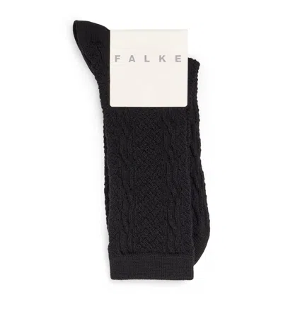 Falke Virgin Wool-blend Declivity Ankle Socks In Black