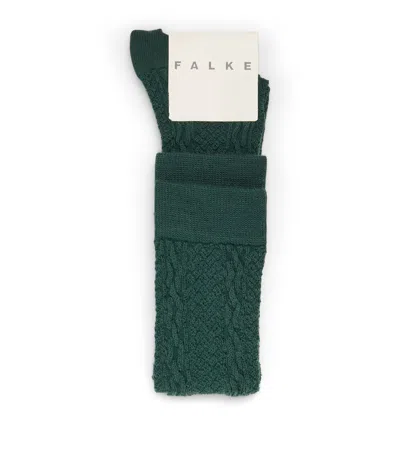 Falke Virgin Wool-blend Declivity Knee-high Socks In Green