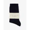 Falke Womens Dark Vy Cosy Wool Brand-print Knit Socks In Dark Navy