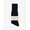 Falke Womens Dark Vy Cosy Wool Ribbed Knit Socks In Dark Navy