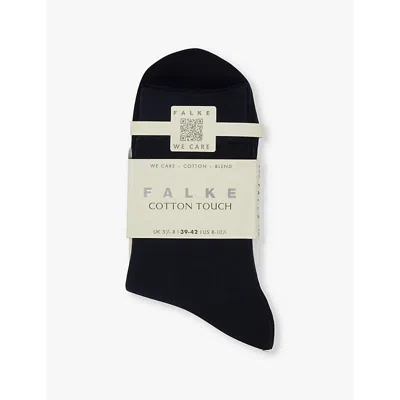 Falke Womens Dark Vy Cotton Touch Ankle-rise Stretch-cotton Blend Socks In Dark Navy