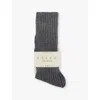 Falke Womens Light Greymel. Cosy Wool Ribbed Knit Socks