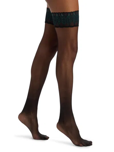 Falke Women's Lunelle 8 Stay Up Stockings In Green