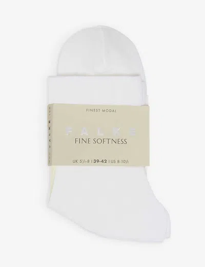 Falke Womens 2000 White Fine Softness Stretch Woven-blend Socks