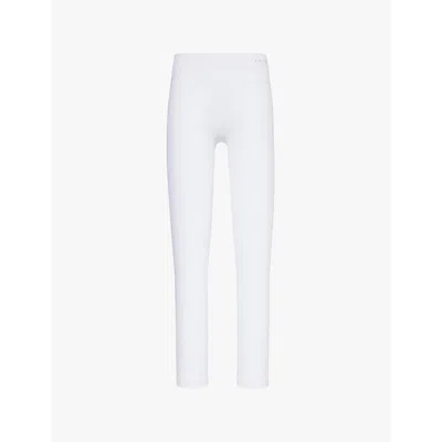 Falke Womens 2860 White Brand-print Tapered-leg Fitted Stretch-woven Leggings