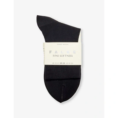 Falke Womens 3000 Black Fine Softness Stretch Woven-blend Socks