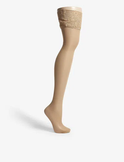 Falke Seidenglatt 15 Knitted Stockings In 4169 Powder