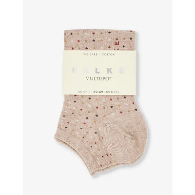 Falke Womens 4770 Nut Mel. Multispot-pattern Stretch Cotton-blend Ankle Socks
