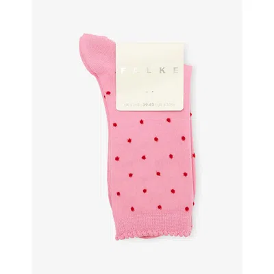 Falke Womens Mid-calf Spike Dot Cotton-blend Knit Socks Blush In Pink