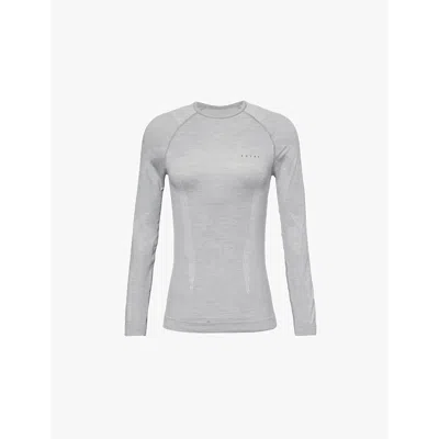 Falke Ergonomic Sport System Womens Grey Brand-print Fitted Stretch-wool Top In 3757 Grey