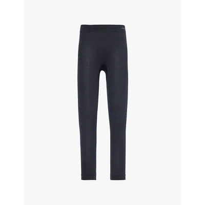 Falke Womens 3000 Black Brand-print Tapered-leg Fitted Stretch-wool Leggings