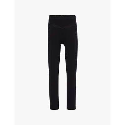 Falke Womens 3000 Black Brand-print Tapered-leg Fitted Stretch-woven Leggings