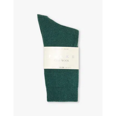 Falke Womens Hunter Green Cosy Wool Brand-print Knit Socks