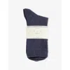 Falke Womens Dark Blue Mel. Family Brand-print Cotton-blend Knitted Socks Eur 39-42/6-9 Uk In Black