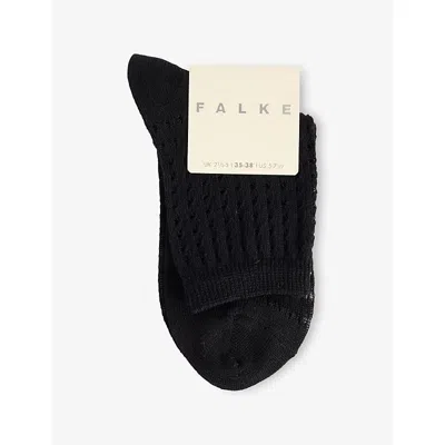Falke Womens Beach Drop Open-knit Socks Black