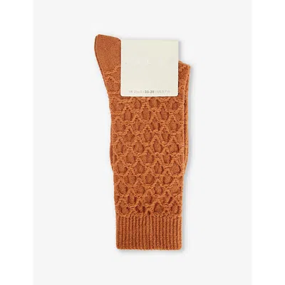 Falke Womens  Colossal Nest Knitted Wool-blend Socks In 5184 Chipmunk