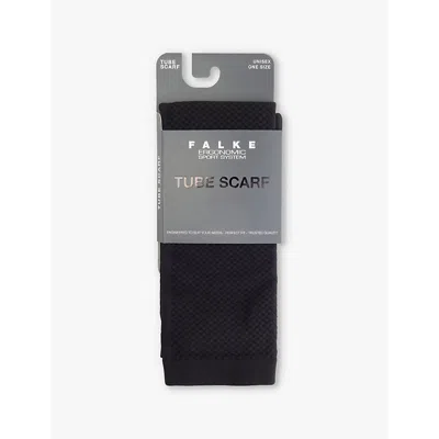 Falke Womens 3000 Black Logo-print Ribbed Woven Scarf