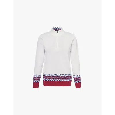 Falke Womens  Ergonomic Sport System Troyer Quarter-zip Wool-blend Knit Jumper In 2040 Offwhite
