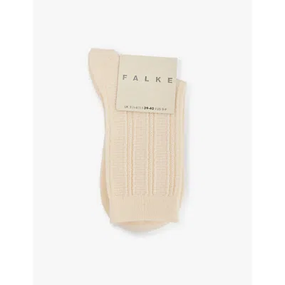 Falke Womens Off-white Needlepoint Organic Cotton And Wool Socks