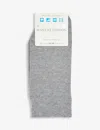 Falke Womens Light Greymel. Sensitive London Ankle-rise Stretch-cotton Socks