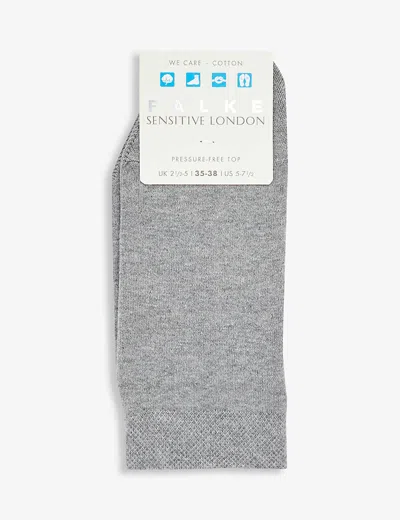 Falke Womens Light Greymel. Sensitive London Ankle-rise Stretch-cotton Socks