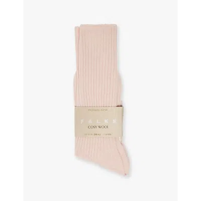 Falke Womens Cosy Wool Ribbed Knit Socks Light Pink Eur 35-38/2-5 Uk