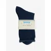 Falke Womens Navy Mel. Active Breeze Stretch-lyocell-blend Socks Eur 35-38/2-5 Uk In Blue