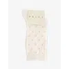 Falke Womens Off-white Mid-calf Spike Dot Cotton-blend Knit Socks