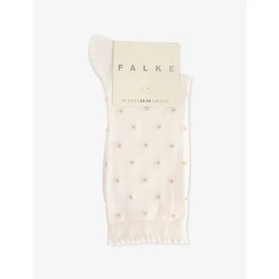 Falke Womens Off-white Mid-calf Spike Dot Cotton-blend Knit Socks