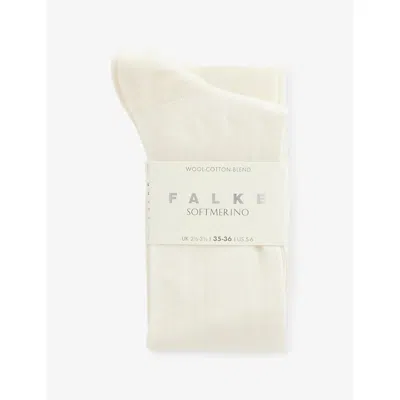 Falke Womens Off-white Softmerino Stretch-wool Blend Socks Eur 35-36/2-3 Uk
