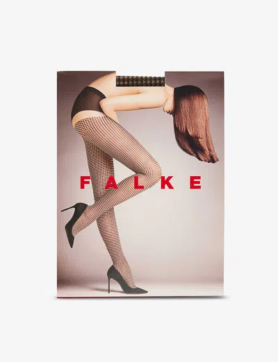 Falke Houndstooth Graphic-print Stretch-woven Tights In Nude (lingerie)