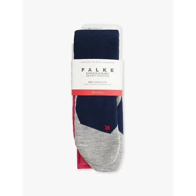 Falke Womens Sk2 Intermediate Branded Knit Socks 6116 Space Bl In 6116 Space Blue