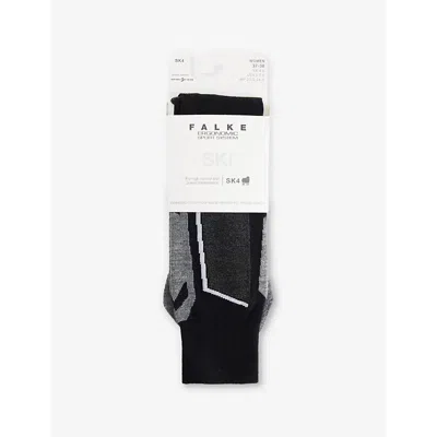 Falke Womens 3010 Black Mix Sk4 Advanced Contrast-panel Woven Knee-length Socks In 3010 Black Mix
