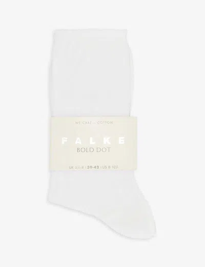 Falke Womens White Bold Dot Jacquard-pattern Calf-rise Stretch-organic Cotton-blend Socks