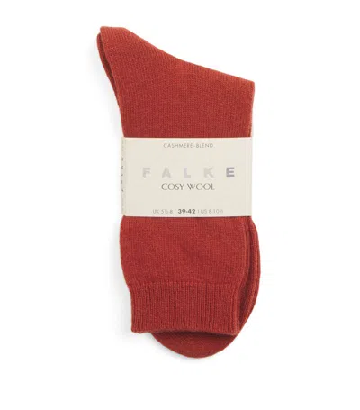 Falke Wool-cashmere Cosy Socks In Terra