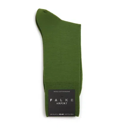 Falke Wool-cotton-blend Airport Socks In Green
