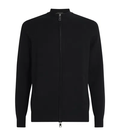 Falke Wool-cotton Zip-up Cardigan In Black