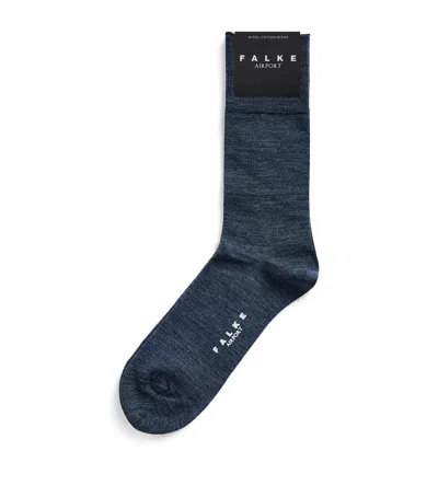 Falke Wool-blend Airport Socks In Navy