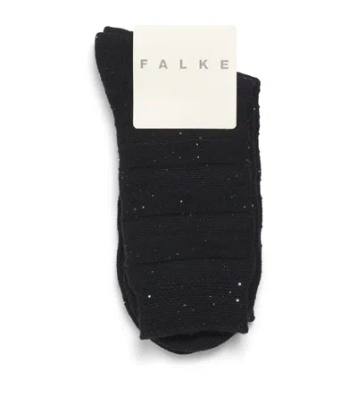 Falke Wool-blend Sequin-embellished Socks In Black