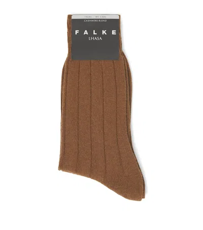 Falke Wool-cashmere Blend Lhasa Ribbed Socks In Brown