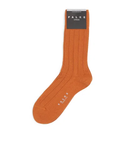 Falke Wool-cashmere Blend Lhasa Ribbed Socks In Brown