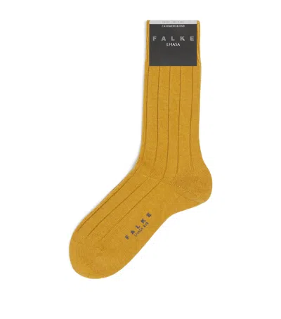 Falke Wool-cashmere Blend Lhasa Ribbed Socks In Yellow