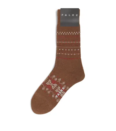 Falke Wool-cashmere Sky Limit Socks In Brown