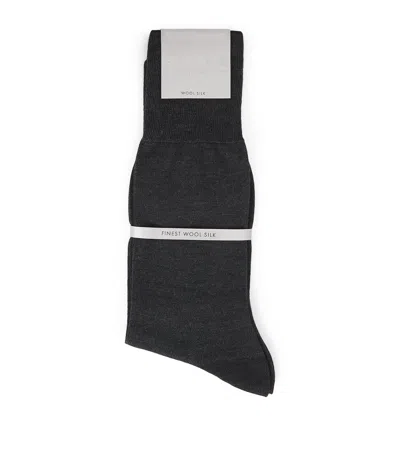 Falke Wool-silk-blend No.6 Socks In Black