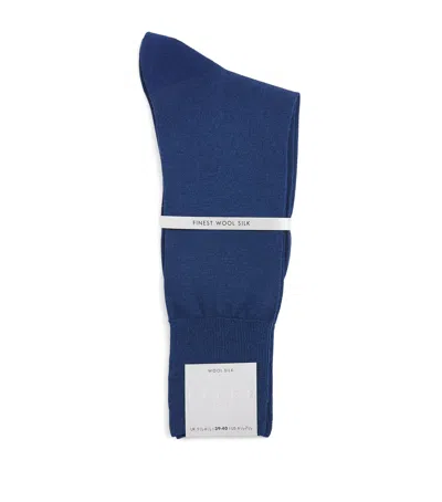 Falke Wool-silk-blend No.6 Socks In Blue