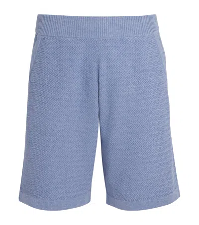 Falke Zigzag-knit Stripe Shorts In Blue